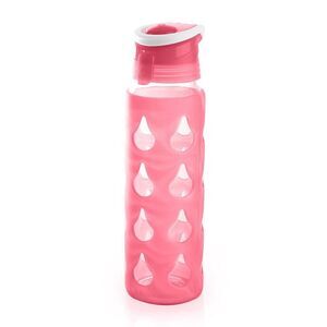 BINO 'Waterdrop' Glass Flip Top 22oz Water Bottle 22oz hot pink